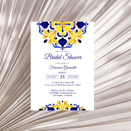 Invitación Azulejos azules Talavera ducha de novia mexicana