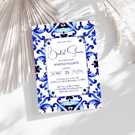 Invitación Azulejos azules Talavera ducha de novia mexicana