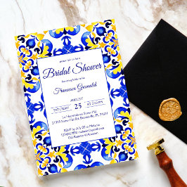 Invitación Azulejos azules Talavera ducha de novia mexicana