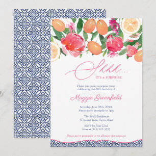 Invitación Azulejos Citricos Cumpleaños Sorpresa de la Señora