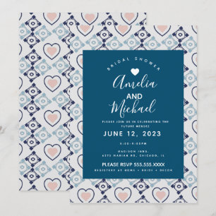 Invitación Azulejos de Amor Romántico Nupcial Mediterráneo Mo