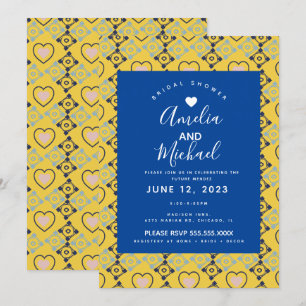 Invitación Azulejos de Amor Romántico Nupcial Mediterráneo Mo