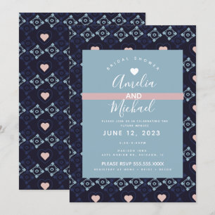 Invitación Azulejos de Amor Romántico Nupcial Mediterráneo Mo