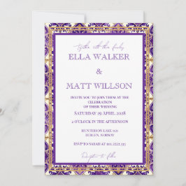 Invitación Azulejos de boda primaveral morada inspirada en It