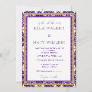 Invitación Azulejos de boda primaveral morada inspirada en It
