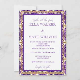 Invitación Azulejos de boda primaveral morada inspirada en It