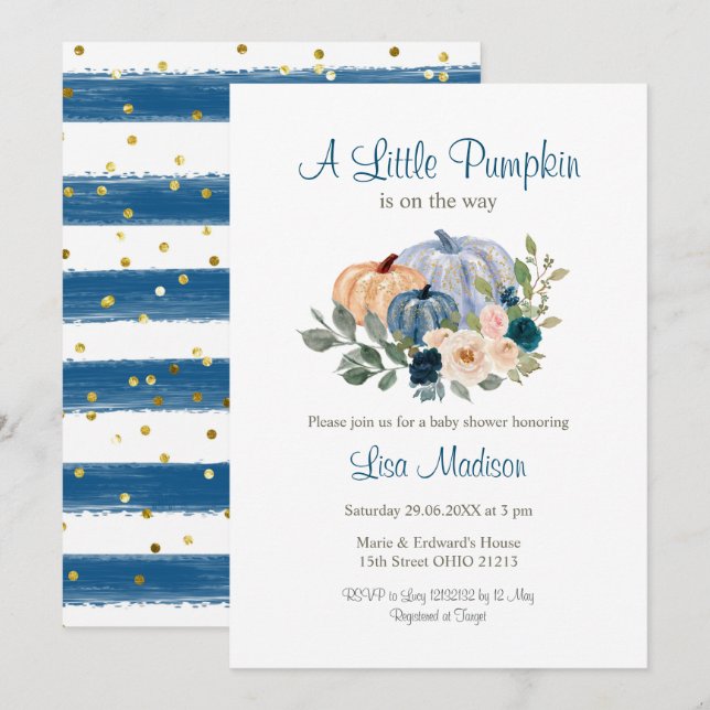 Invitación Azulejos de la marina Un pequeño calabaza está en  (Anverso / Reverso)