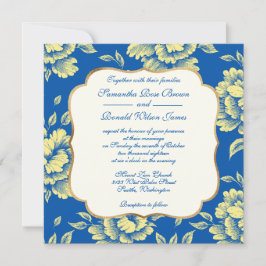 Invitación Azulejos de peones azules y amarillos - Decoración