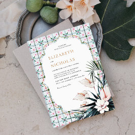 Invitación Azulejos Florales | Boda Tropical Marroquí