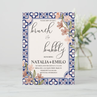 Invitación Azulejos Florales Italia Desayuno Bridal Shower