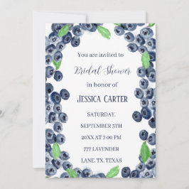 Invitación Azulejos frutales de arándano acuarela Boho Bridal