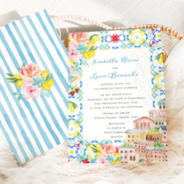 Invitación Azulejos italianos Amalfi mediterráneos Boda
