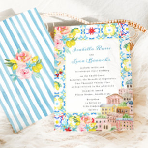 Invitación Azulejos italianos Amalfi mediterráneos Boda