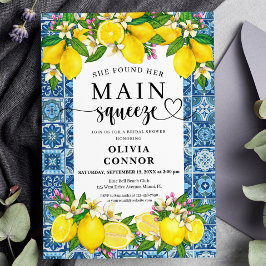 Invitación Azulejos mediterráneos y duchas de novias de lemon