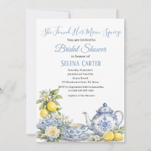Invitación Azulejos portugueses Ducha de novia con flores en