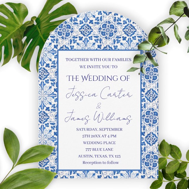 Invitación Azulejos portugueses rústicos boda mediterránea (Subido por el creador)