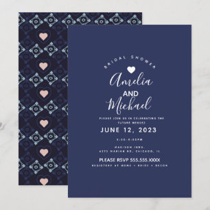 Invitación Azulejos románticos de boda mediterráneos modernos