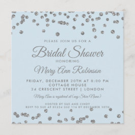 Invitación Azules claros nupciales del confeti del purpurina