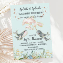 Azules finos animales bajo el mar Baby Shower