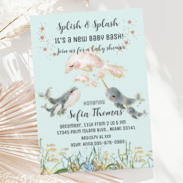 Invitación Azules finos animales bajo el mar Baby Shower