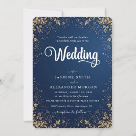 Invitación Azules Flores Florales Simples Bodas