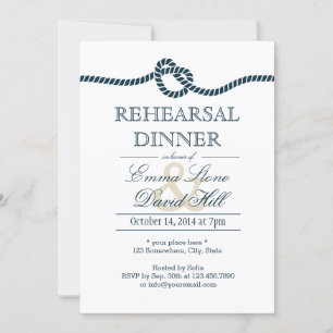 Invitación Azules marinos que atan la cena del ensayo del