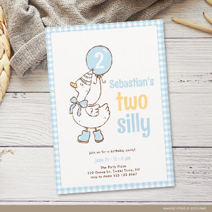 Invitación Azules Niños Dos Ganso Tonto Cumpleaños 2