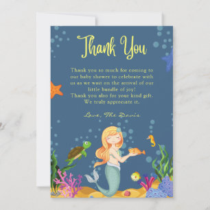 Invitación Azules Pequeñas Sirenas Gracias Cartas