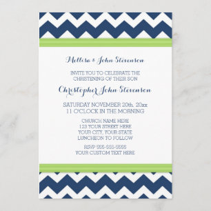 Invitación azulverde del bautizo de Chevron