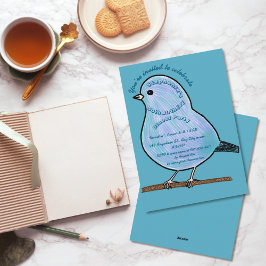 Invitación Azure 50th Birthday Cute Bird Dinner Party 