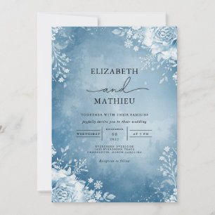 Invitación Azure Frost Flourish Boda