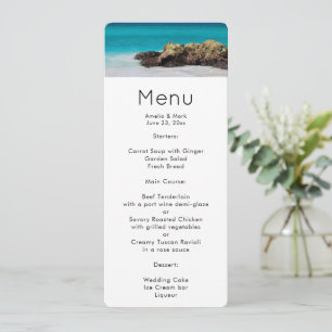 Invitación Azure Ocean Sandy Beach Photo Menu