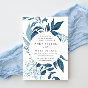 Invitación Azure salvaje   Boda Botánico Azul