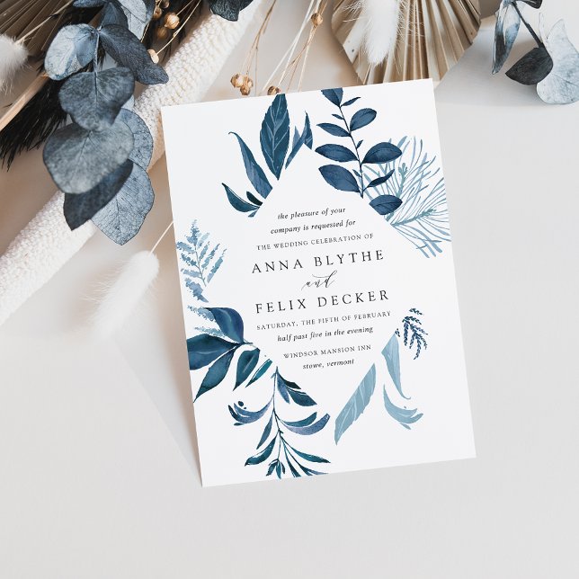 Invitación Azure salvaje | Boda de color de agua azul (Subido por el creador)