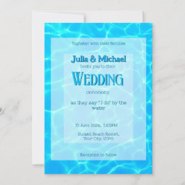 Invitación Azure Turquoise Bleu Water Reflalism Minimalismo