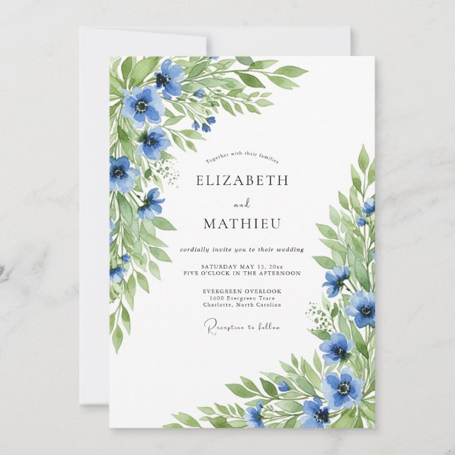 Invitación Azure Vibrant Floral Wedding (Anverso)