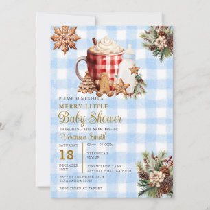 Invitación Azuul a cuadros Una alegre y pequeña ducha de bebé