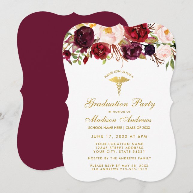 Invitación B de Fiesta de oro con grado médico de  (Anverso / Reverso)