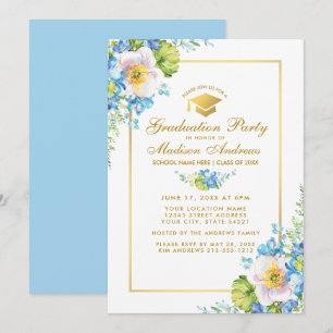 Invitación B Fiesta de la Grada Floral Azul de col
