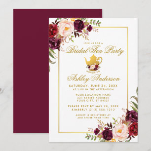 Invitación B Fiesta de té con ducha de novia de or