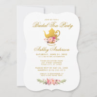 Invitación B Fiesta de té con ducha de novia flora