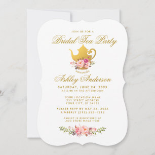 Invitación B Fiesta de té con ducha de novia flora