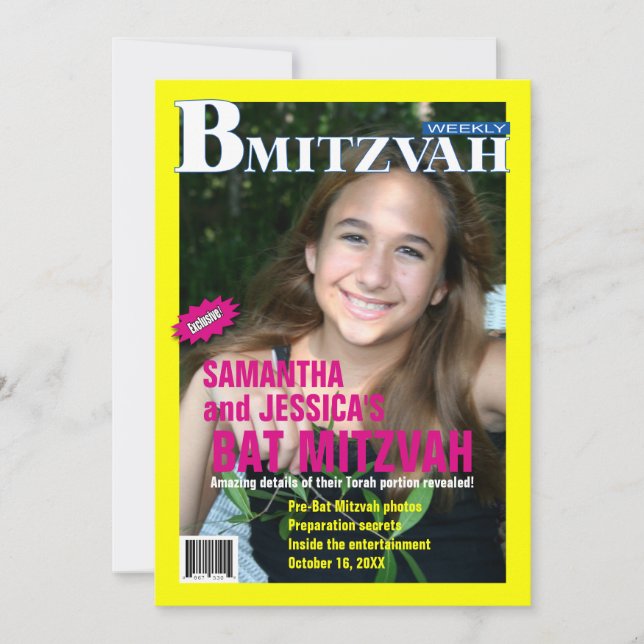 Invitación B Mitzvah Magazine Invitación, B'Not (Anverso)