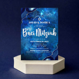 Invitación B’nei Mitzvah guión moderno de acuarela del Agate 