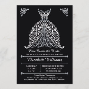 Invitación B & W ¡Aquí viene la novia! Despedida de soltera