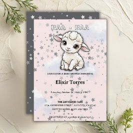 Invitación Baa-baa A Little Lamb Stars Baby Shower