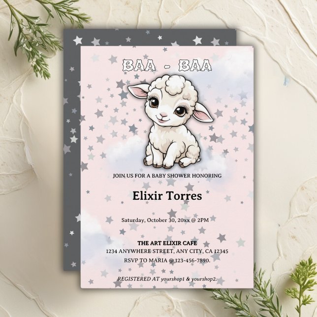 Invitación Baa-baa A Little Lamb Stars Baby Shower (Subido por el creador)
