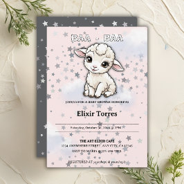 Invitación Baa-baa A Little Lamb Stars Baby Shower
