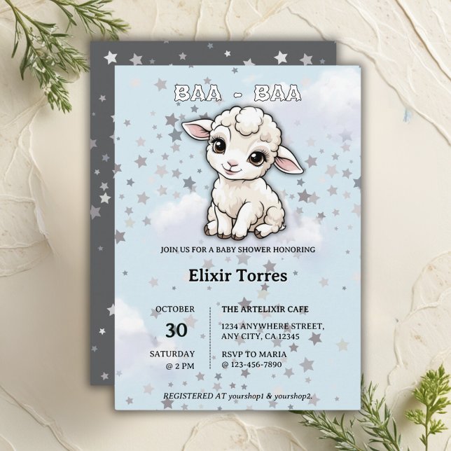 Invitación Baa-baa A Little Lamb Stars Baby Shower (Subido por el creador)