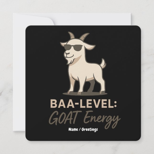 Invitación  Baa-Level: GOAT Energy Funny Cool Goat Pun (Anverso)